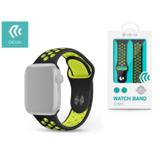 Devia ST325038 Apple Watch fekete/sárga szilikon sport óraszíj okosóra kellék