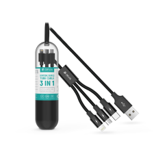 Devia USB-A - USB Type-C / Lightning / micro USB adat- és töltőkábel 1,2 m-es   vezetékkel - Devia Kintone Series Tube Cable 3in1 - 10W - fekete (ST331121) mobiltelefon kellék