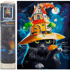 Diamantfestés Halloween Macska 30x40 cm kreatív és készségfejlesztő