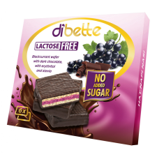 Dibette Dibette nas étcsokoládéval mártott feketeribizlis krémmel töltött ostyalapocskák laktózmentes édesítőszerrel 96 g reform élelmiszer