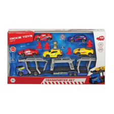 Dickie Transporter Set - Kék autószállító kamion 5 kisautóval autópálya és játékautó