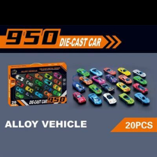 Die-Cast autó készlet 20 db fém autóból autópálya és játékautó