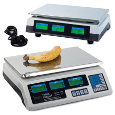 Digitális bolti mérleg kétoldali LCD kijelzővel, 40 kg-ig, 34x34x12 cm konyhai mérleg