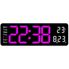  Digitális Falióra, Asztali Ébresztőóra, Naptár, Hőmérséklet Kijelzős, rózsaszín - 6629 ébresztőóra
