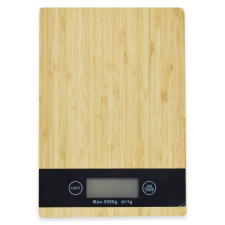 Digitális konyhai mérleg, érintés érzékelővel – fahatású, szögletes / 5 kg-ig konyhai mérleg