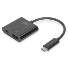 Digitus DA-70856 USB-C apa - HDMI + USB-C anya Adapter - Fekete laptop kellék