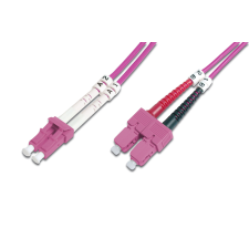 Digitus DK-2532-01-4 optikai patch kábel LC-SC Duplex 2m - Rózsaszín kábel és adapter