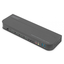 Digitus KVM Switch, 4-Port, 4K60Hz, 4x DP in, 1x DP/HDMI out kábel és adapter