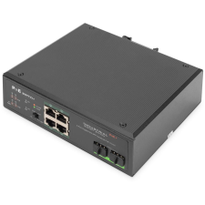 Digitus Switch Ind. 4-Port  Gigabit 30W PoE Unmanaged schwar (DN-651109) hub és switch