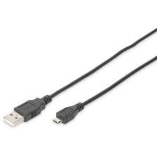 Digitus USB 2.0 Csatlakozókábel [1x USB 2.0 dugó, A típus - 1x USB 2.0 dugó, mikro B típus] 1.80 m Fekete Kerek, Kettős árnyékolás kábel és adapter