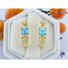  Diké goldfilled kék kristályköves fülbevaló-14K fülbevaló