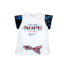 DiLorenzo Flitter díszítésű nyári kislány póló - fehér - 116