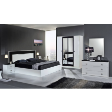 Dima DI Amal hálószoba - fehér-fekete, 160x200 cm ággyal, 6-ajtós szekrénnyel bútor