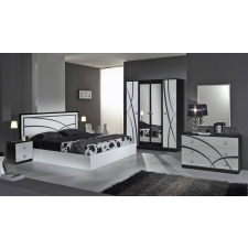 Dima DI Ambra hálószoba - fekete-fehér, 160x200 cm ággyal, 4-ajtós szekrénnyel bútor