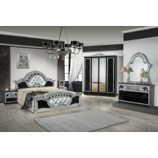 Dima DI Marwa hálószoba - fekete-ezüst, 160x200 cm ággyal, 4-ajtós szekrénnyel bútor