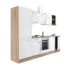 Dinewell Yorki 270 konyhablokk sonoma tölgy korpusz,selyemfényű fehér front alsó sütős elemmel polcos szekrénnyel
