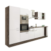 Dinewell Yorki 330 konyhablokk yorki tölgy korpusz,selyemfényű fehér fronttal polcos szekrénnyel