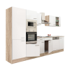 Dinewell Yorki 340 konyhablokk sonoma tölgy korpusz,selyemfényű fehér fronttal polcos szekrénnyel