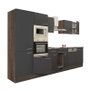 Dinewell Yorki 340 konyhablokk yorki tölgy korpusz,selyemfényű antracit fronttal polcos szekrénnyel