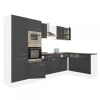 Dinewell Yorki 340 sarok konyhablokk fehér korpusz,selyemfényű antracit fronttal polcos szekrénnyel