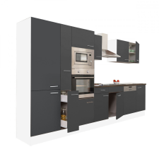 Dinewell Yorki 370 konyhablokk fehér korpusz,selyemfényű antracit fronttal polcos szekrénnyel bútor