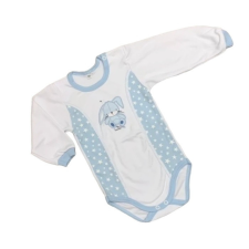 DinoDini Hosszú Ujjú Body - Fehér/Kék Nyuszis - 80 kombidressz, body