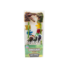  Dínós tortadíszítő: 2 pálca, girland, 3 gyertya party kellék