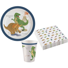 Dinoszaurusz Happy Dinosaur, Dinoszaurusz party szett 36 db-os 23 cm-es tányérral party kellék
