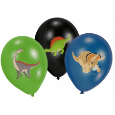  Dinoszaurusz Happy léggömb, lufi 6 db-os 11 inch (27,5 cm) party kellék