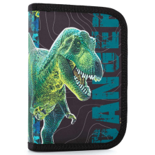 Dinoszaurusz tolltartó klapnis, üres, T-REX, zöld-fekete tolltartó