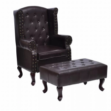Discontmania VID Barna Chesterfield relaxfotel lábtartóval bútor