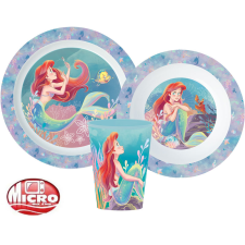 Disney Hercegnők Ariel étkészlet, micro műanyag szett 260 ml-es pohárral Nr3 babaétkészlet