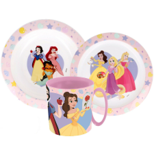 Disney Hercegnők True étkészlet, micro műanyag szett bögrével 350 ml babaétkészlet