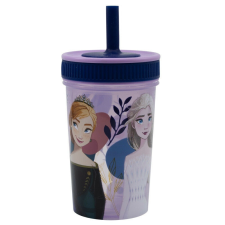 Disney Jégvarázs műanyag, szivárgásmentes szilikon szívószálas pohár - 420 ml üdítős pohár