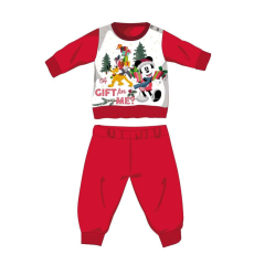  Disney Mickey egér téli vastag karácsonyi baba pizsama - pamut flanel pizsama - piros - 80