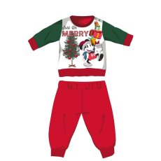  Disney Mickey egér téli vastag karácsonyi baba pizsama - pamut flanel pizsama - piros-zöld - 86
