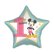  Disney Mickey Star Első születésnap fólia lufi 43 cm party kellék