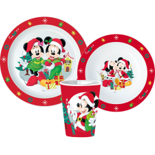 Disney Minnie and Mickey Karácsonyi étkészlet, micro műanyag szett, pohárral 260 ml party kellék