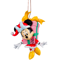 Disney Minnie egér fenyőfa dísz ajándékkal, Disney, 10 cm, tarka karácsonyfadísz