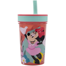 Disney Minnie egér műanyag, szivárgásmentes szilikon szívószálas pohár - 420 ml üdítős pohár