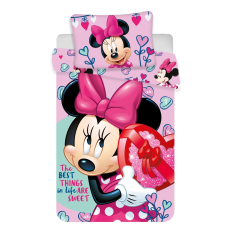  Disney Minnie egér pink 2 részes pamut-vászon ovis ágynemûhuzat lakástextília