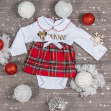  Disney Minnie galléros| hosszú ujjú kombidressz kockás betéttel fehér kombidressz, body