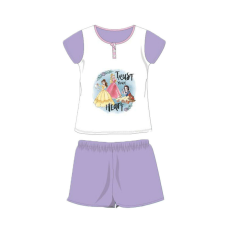 Disney Nyári rövid ujjú gyerek pamut pizsama - Disney Hercegnők - Trust your heart felirattal - világoslila - 110