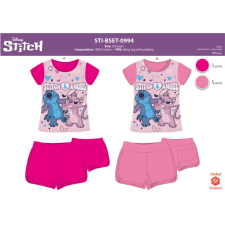 Disney Stitch pamut nyári együttes kislányoknak - póló-rövidnadrág szett - rózsaszín - 110 gyerek ruha szett