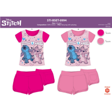 Disney Stitch pamut nyári együttes kislányoknak - póló-rövidnadrág szett - rózsaszín - 122