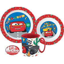Disney Verdák Lets Race étkészlet, micro műanyag szett bögrével 350 ml babaétkészlet