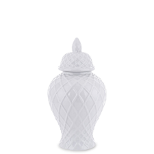  Díszes fehér dombormintás amfora tároló kerámia váza fedéllel 37x19x19cm papírárú, csomagoló és tárolóeszköz