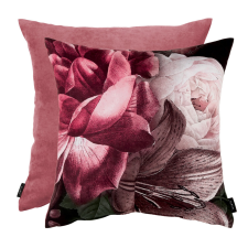  Díszpárna Flowers1 virágmintás bordó hátoldal 45 cm x 45 cm lakástextília