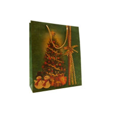 Dísztasak 32 x 26 cm "Karácsony, fa, díszek, hóember, zöld" ajándéktasak