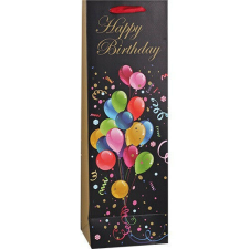 Dísztasak boros matt 12x36 cm fekete- színes lufikkal ajándéktasak
